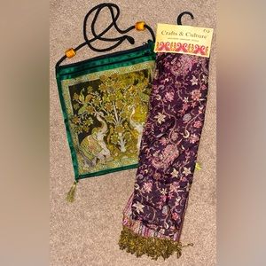 Kashmiri Jamavar Stole with crossbody bag